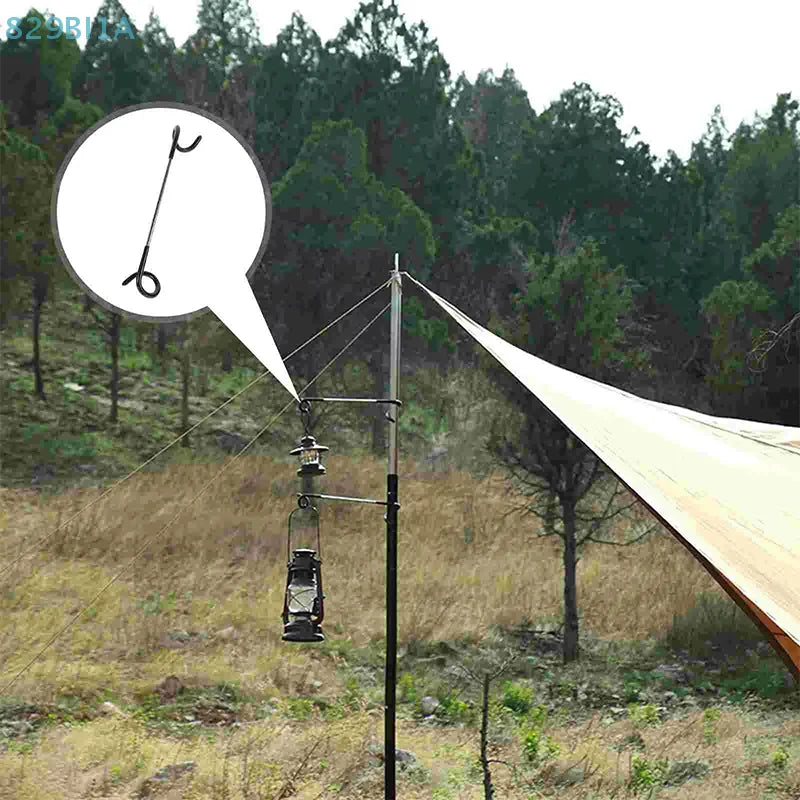 Camping Light Pole Hook Non-Slip Stainless Steel Tent Lamp Stand Holder Outdoor Hunting Fishing Lantern Hanger Camping Tools