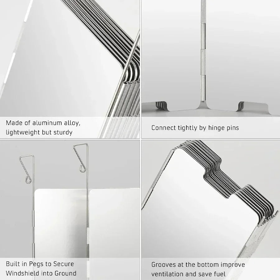 9/10/12 Plates Camping Stove Windscreen Folding Outdoor Stoves Windscreens Lightweight Windshield Heat Shield Picnic Tool