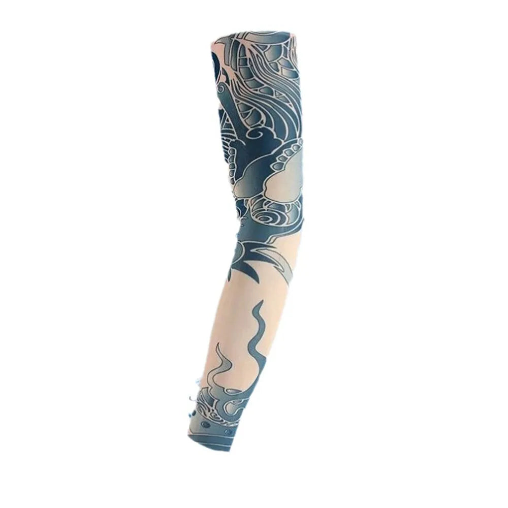 Men Women Summer UV Protection Cooling Arm Sleeves Flower Tattoo Arm Sleeves Seamless UV Protection Arm Sleeves Outdoor Sports