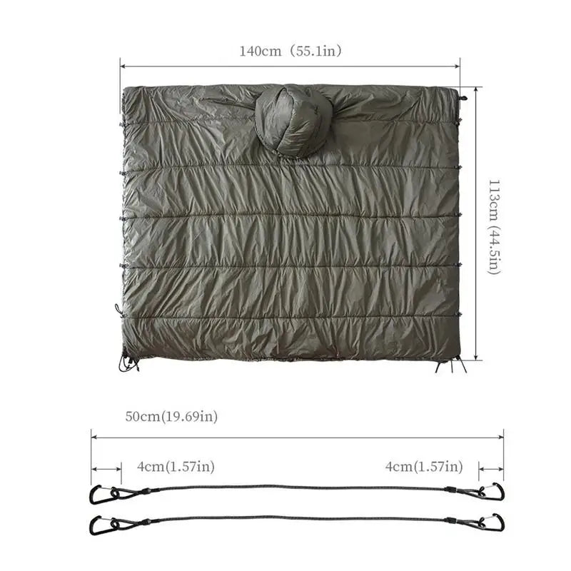 Camp Poncho Sleeping Bag Wearable Under Quilts Hammock Hooded Poncho Portable Winter Poncho Coat For Camping Backpacking Hiking
