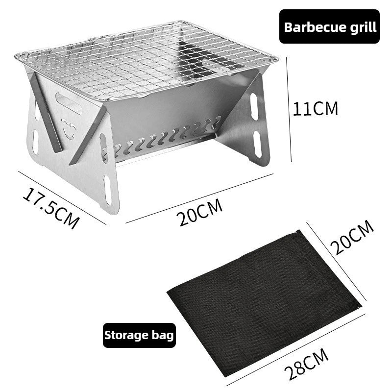Portable Charcoal BBQ Grill Foldable Compact Outdoor Cooking Grill for Camping, Picnics, Backyard - Small & Durable