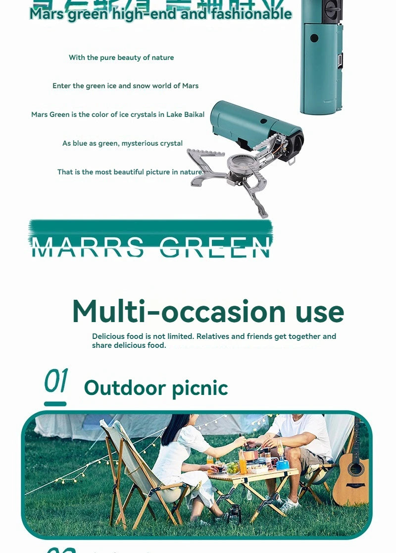 Outdoor Camping Stove Portable Camping Hiking High-Fire Integrated All-in-One Gas Burner Outdoor Backpacking Camp Cooker