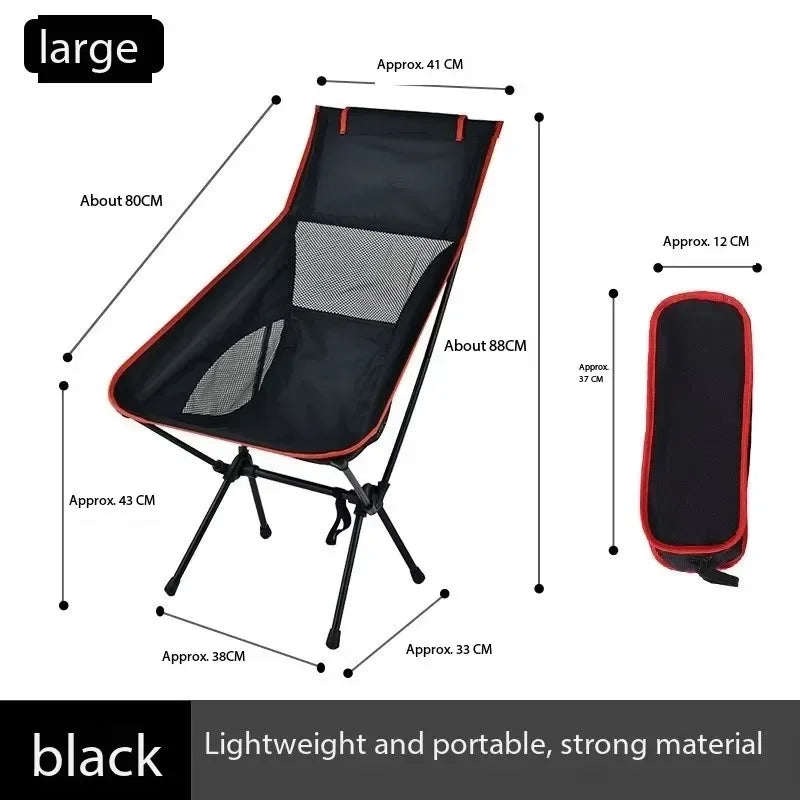 Outdoor Camping Chair Folding Moon Beach Chair Portable Leisure Travel BBQ Fishing Chairs Detachable Picnic Outdoor Furniture