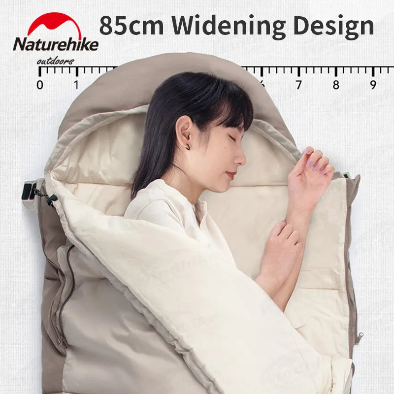 Naturehike Outdoor Sleeping Bag Cotton Envelope Style Spliceable Double Quilt Camping Keep Warm Sleeping Bags Machine Washable