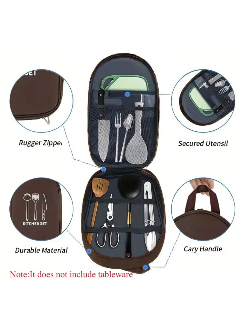 Outdoor Camping Cookware Storage Bag Cooking Utensil Organizer Kitchen Ware Container Bag Portable Picnic BBQ Tableware Pouch