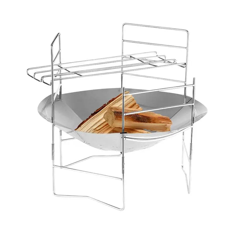 camping Bonfire Fire Pit Grill Foldable Circular Bonfire Stand Portable Firewood Stove Cookable Camping Stove Grill Burning
