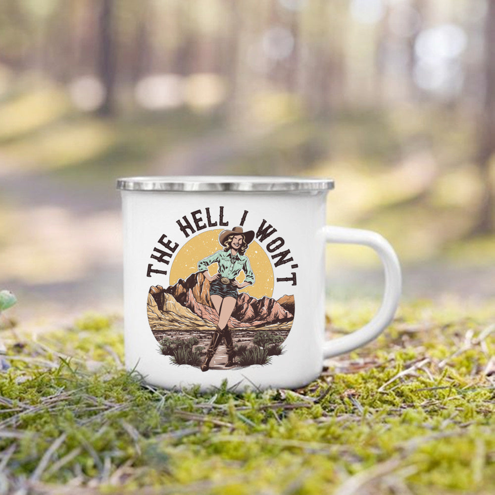 Life Is Better By The Campfire Printed Camper Mugs Camping Enamel Mug Adventure Campfire Party Beer Juice Cup Gifts for Camper