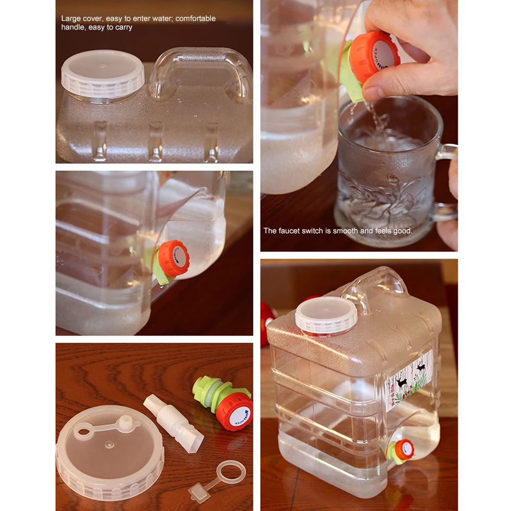 10L/15L Outdoor Water Bucket PC with Faucet Camping Car Water Container Portable Water Storage Tank Food Grade for Picnic Travel