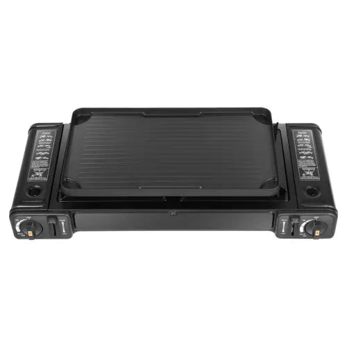 Black Portable Camping Stove 2 Burners Camping Stove Camping Stove W/Grill Tray