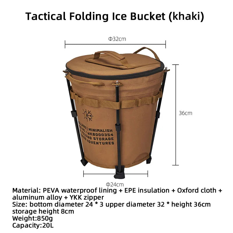 WELLHIKE Portable Collapsible Outdoor Camping Ice Bucket Car Carrying Round Bucket Insulation Keep Cold Keep Fresh Bag