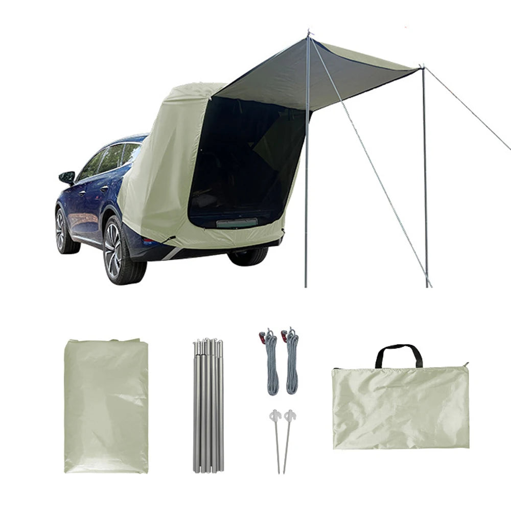 Outdoor Car Rear Tent Camping Picnic Car Rear Tent with Canopy Car Rear Extension Tent Sunshine-Proof Rain-Proof Car Rear Tent