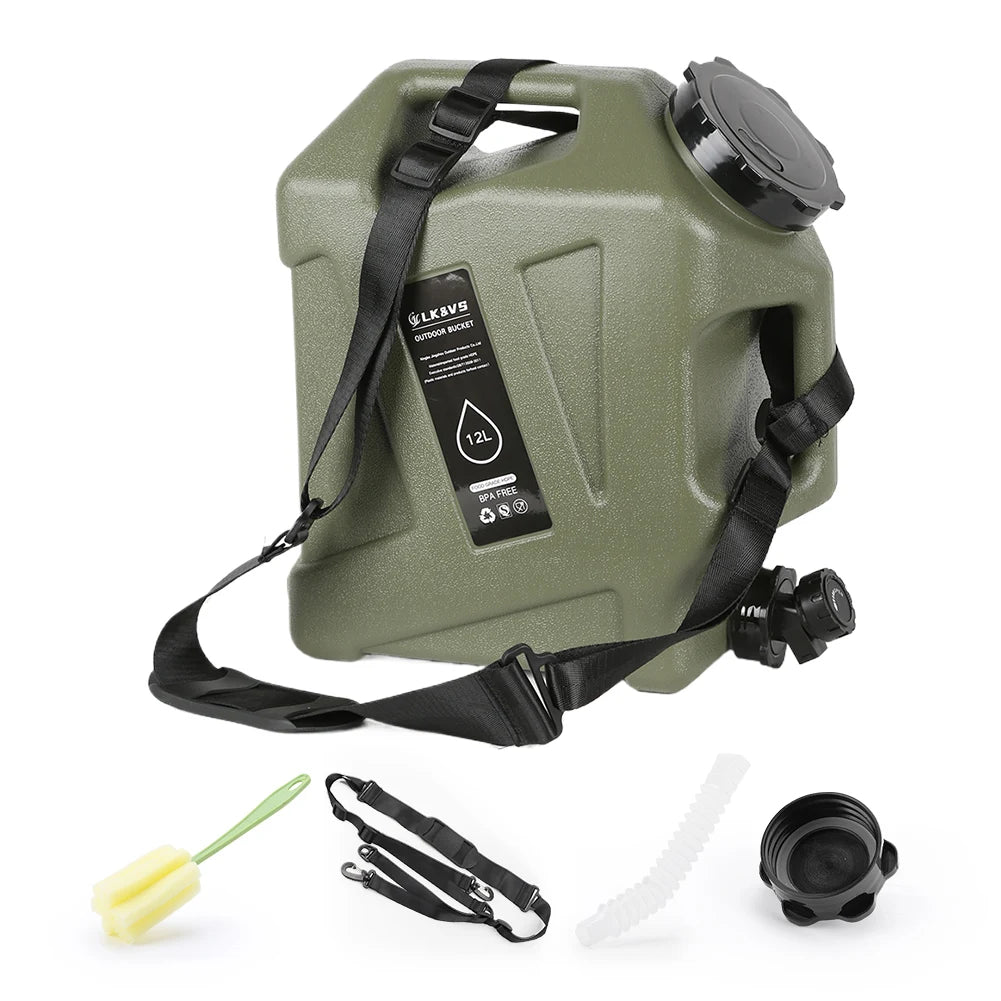 12L Water Bottle Camping Large Capacity Water Pouch With Faucet Food-Grade Car Water Tank Camping Bucket Emergency Water Tank