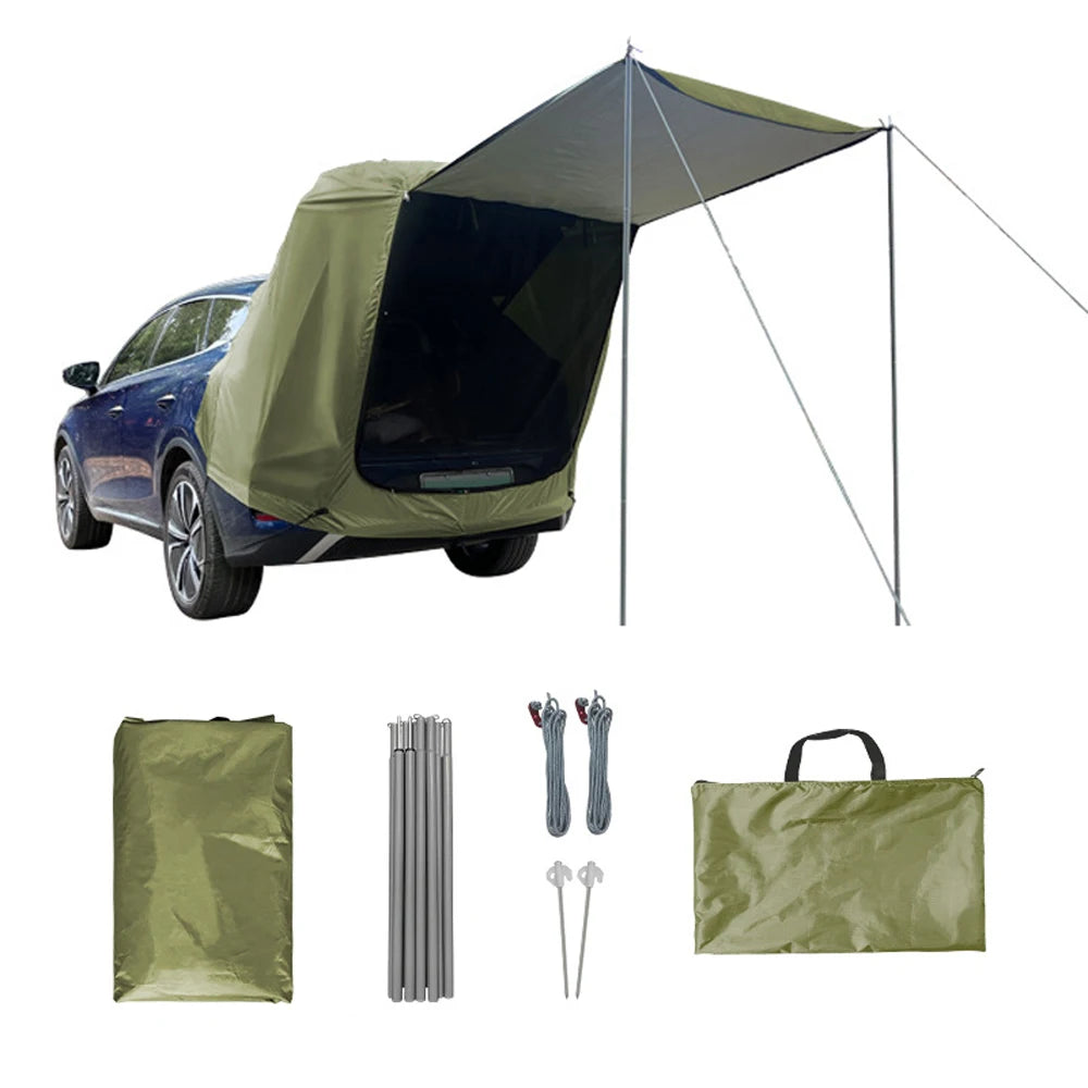 Camping Car Rear Tent Outdoor Car Trunk Tent w Canopy Car Trunk Extension Tent Sunshine-Proof Camping Equipment Travel Supples