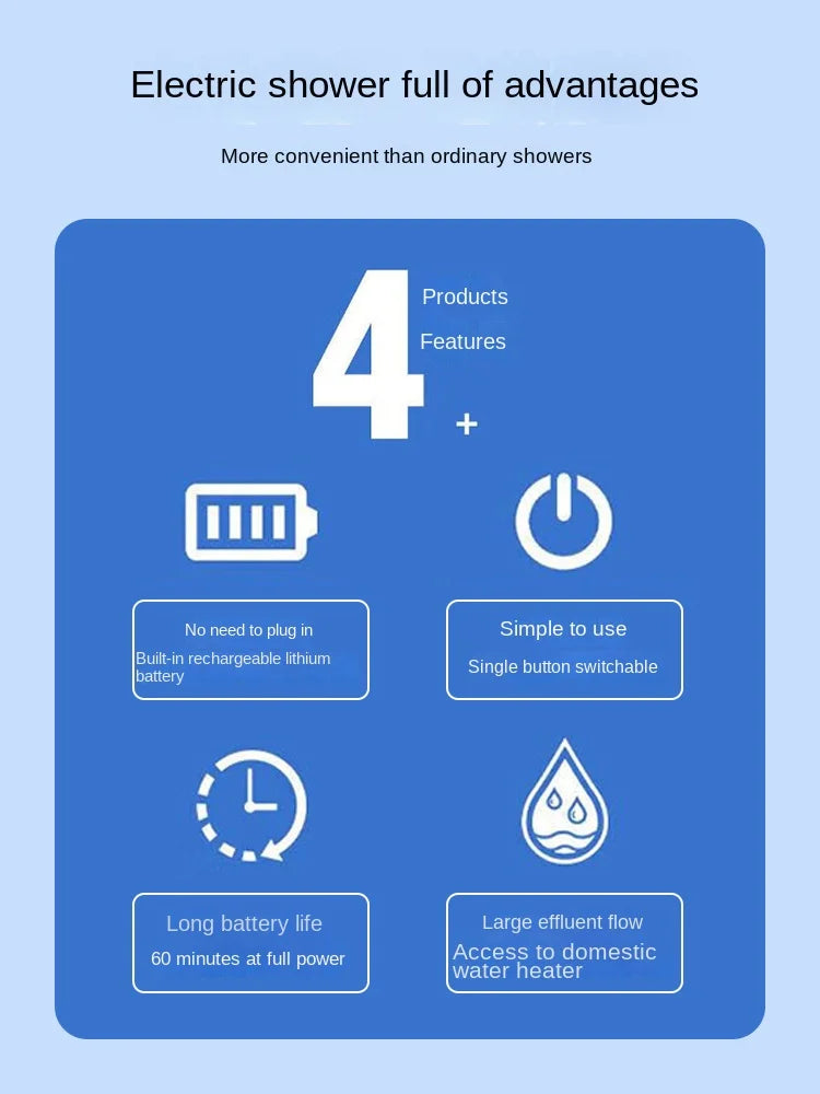 Outdoor camping dormitory bath bath artifact household rental electric portable self-priming shower charging water pump shower