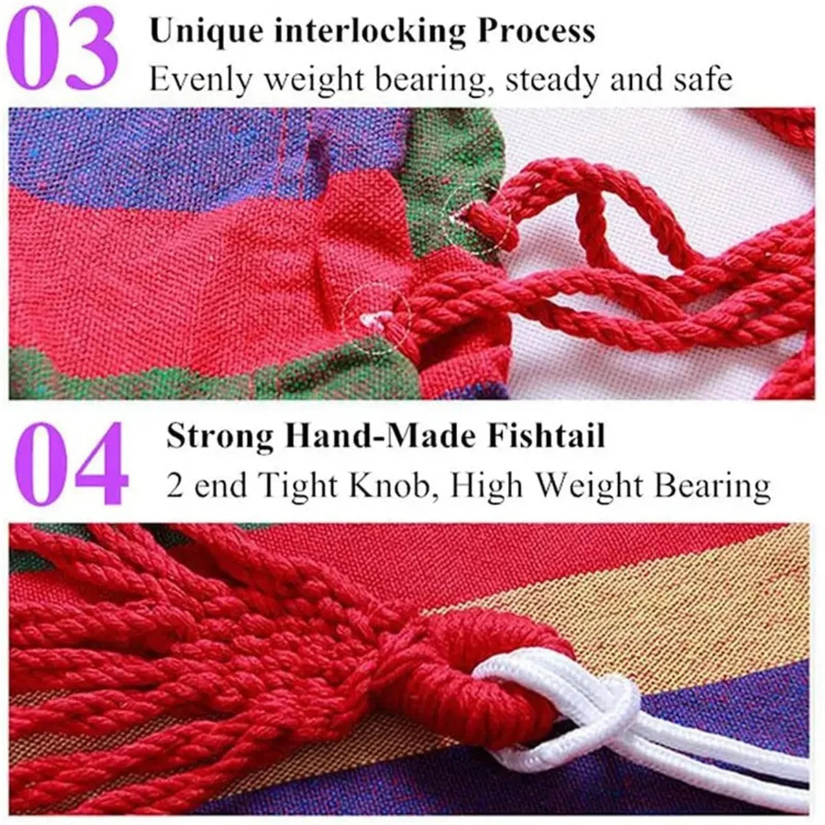 Red and blue single wide canvas hammock, outdoor camping backpack, leisure swing, portable hammock, sleep swing hammock