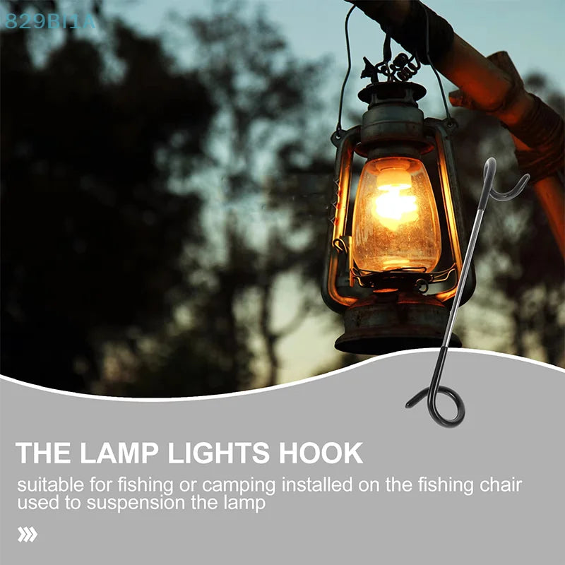 Camping Light Pole Hook Non-Slip Stainless Steel Tent Lamp Stand Holder Outdoor Hunting Fishing Lantern Hanger Camping Tools