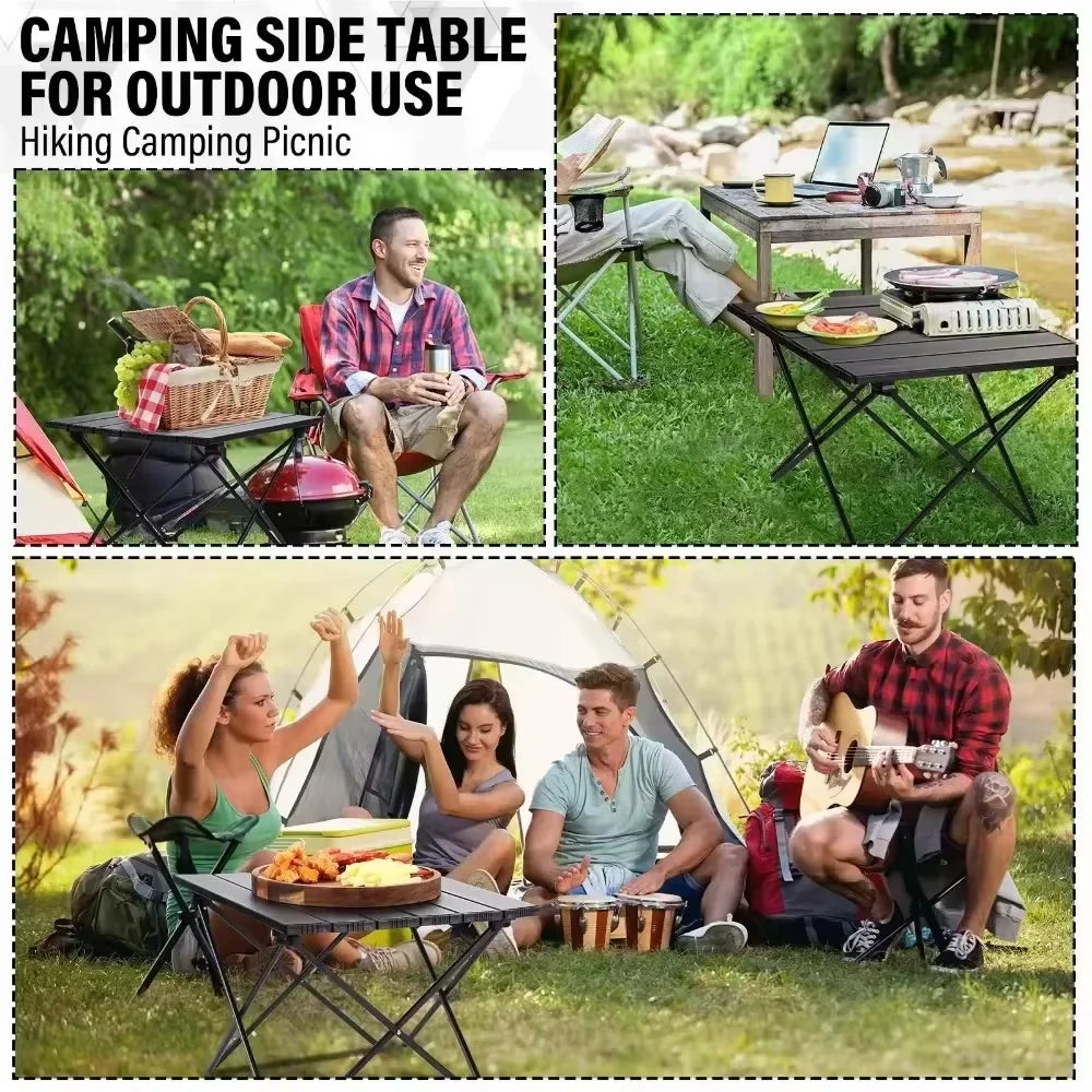 Folding camping table, modern Chicken rolls design, picnic table, hiking backpack storage, outdoor furniture, folding table