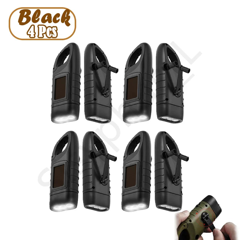 Solar Hand Crank Powered LED Flashlight Emergency Light Camping Tent Torch for Outdoor Hiking Survival Gear Portable