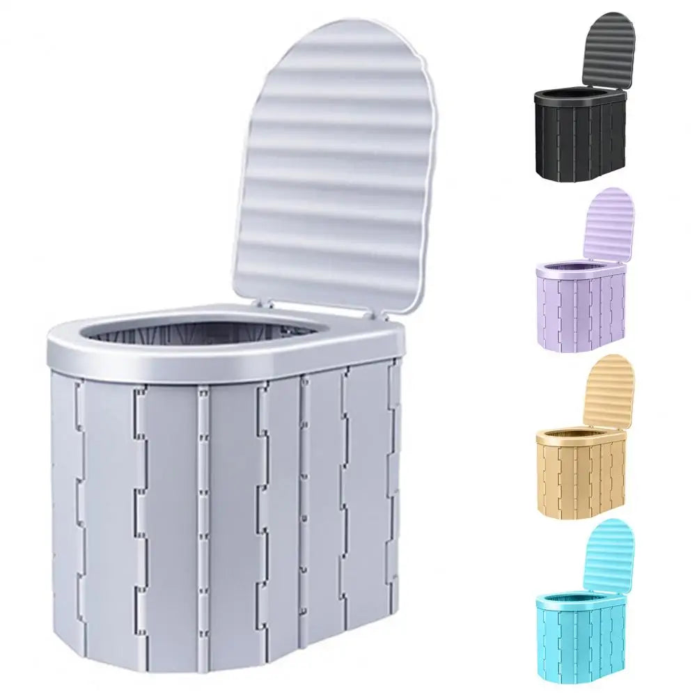Camping Folding Toilet with Lid Great Load Bearing Travel Toilet Wide Seat Adult Car Potty with Storage Bag And Trash Bags