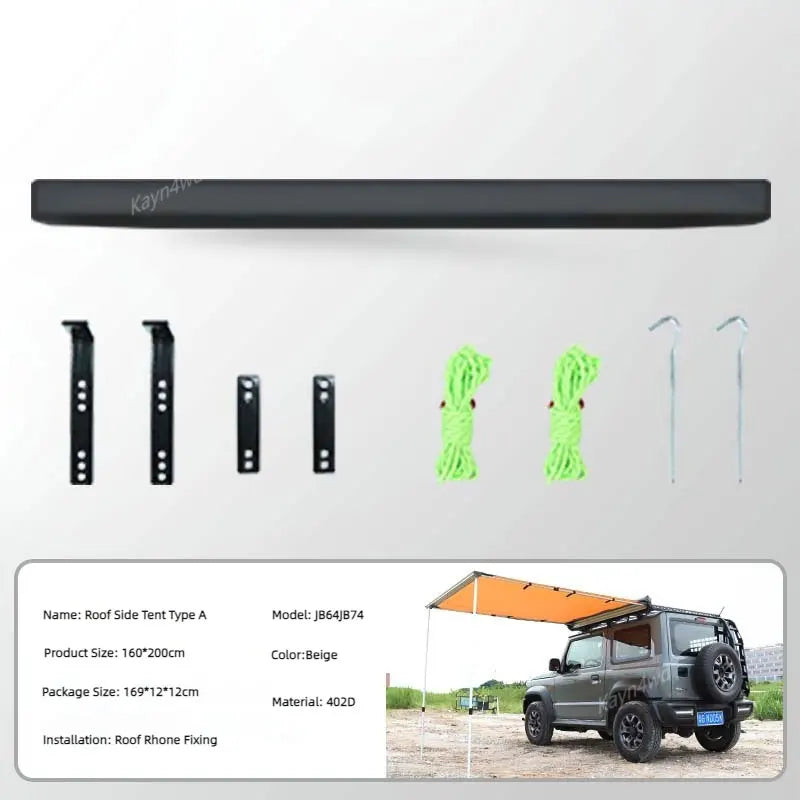 Off-Road 4x4 Accessories Roof Side Tarp Tent Sunshade Waterproof For 3 Door 2019+ SUZUKI Jimny JB64 JB74 Outdoor Camping Tent