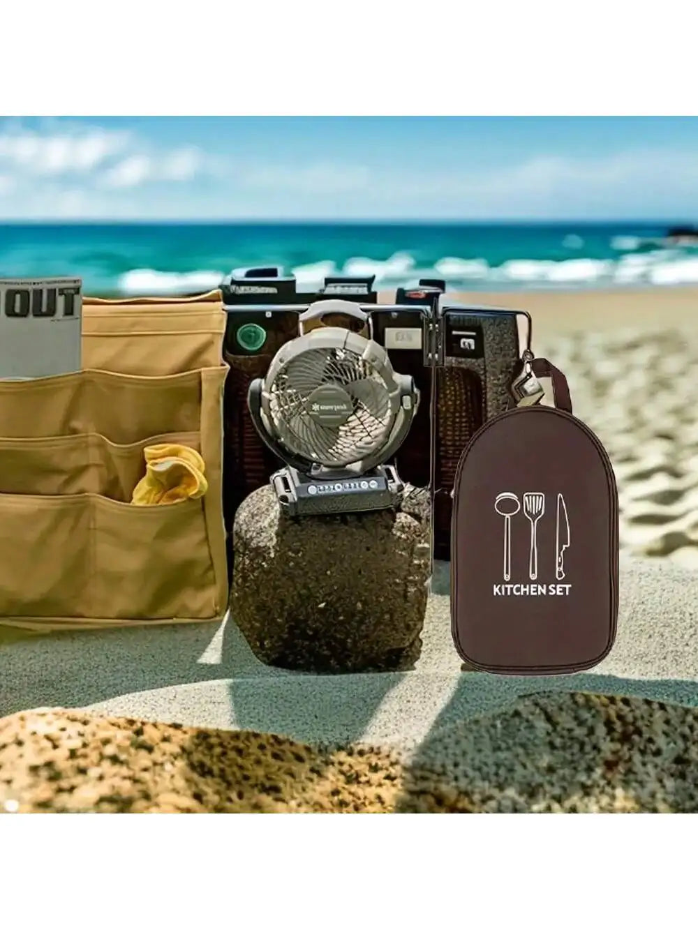 Outdoor Camping Cookware Storage Bag Cooking Utensil Organizer Kitchen Ware Container Bag Portable Picnic BBQ Tableware Pouch