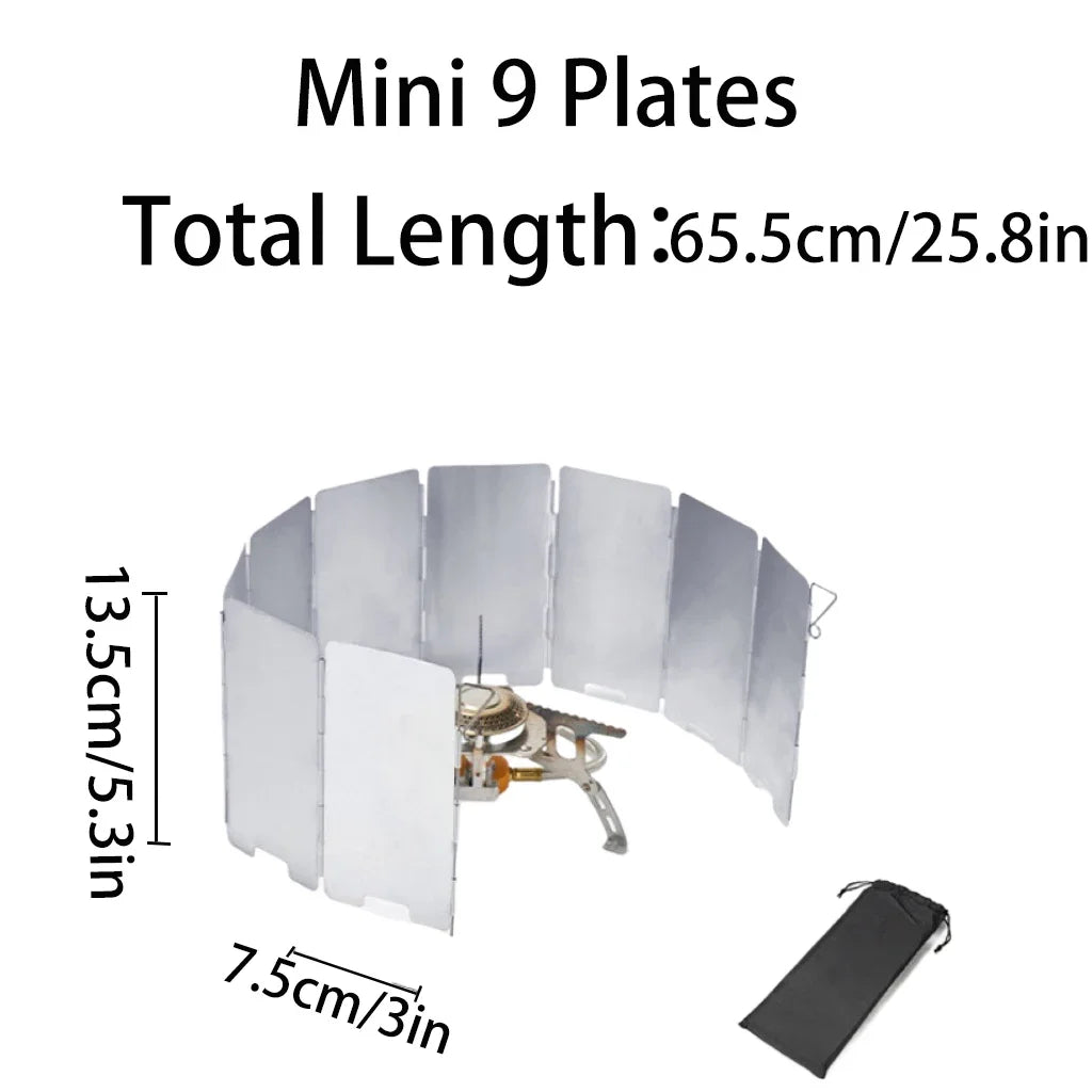 9/10/12 Plates Camping Stove Windscreen Folding Outdoor Stoves Windscreens Lightweight Windshield Heat Shield Picnic Tool