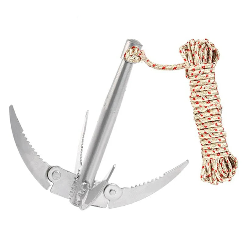 Outdoors Grappling Hook Survival Tool With Rope Folding Boats Anchor Sturdy Durable For Small Boat Canoes Fishing Supplies