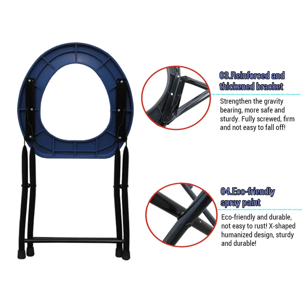 Folding Toilet Seat Portable Outdoor Toilet Suitable for Adults Anti-slip and Heavy-duty for Travel and Camping