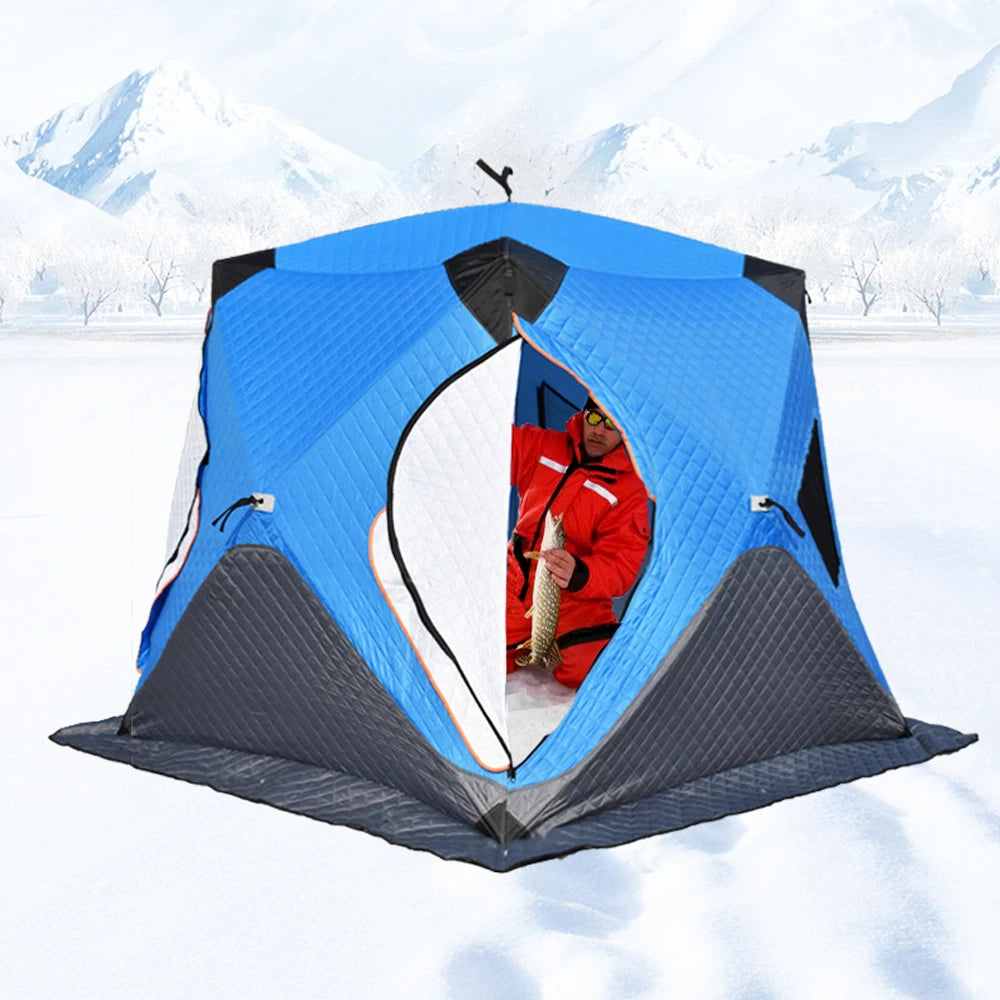 Winter Fishing Tent Upgrade 3-4 Person Outdoor Camping Shelter Portable and Lightweight Angler Tent Waterproof and Warm