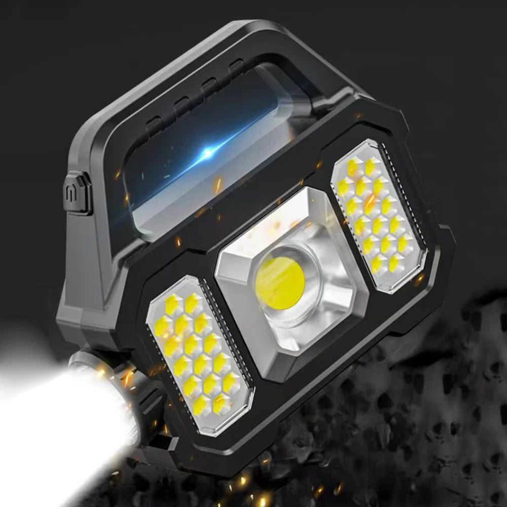 Portable Solar LED Flashlight Emergency Light Solar/USB Powered Camping Fishing Flashlight Work Light