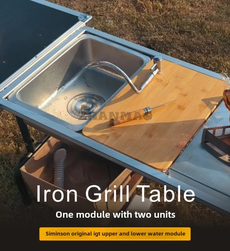 Outdoor IGT Camping Table, Kitchen, Zebra Unit, Sink Module Combination, Faucet, Vegetable Washbasin