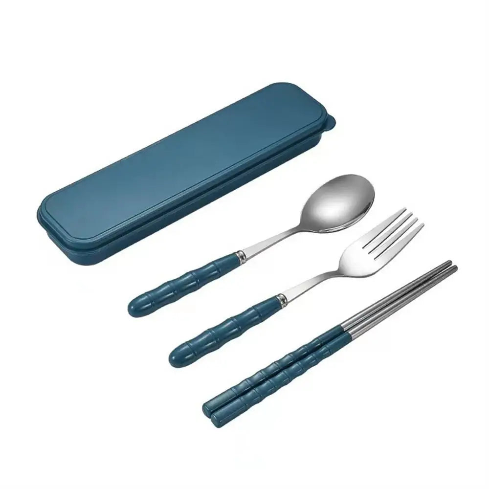 Stainless Steel Camping Utensils Set Chopsticks Eco-Friendly Travel Cutlery Dinnerware 3-in-1 Camping Spoon Fork Daily Use