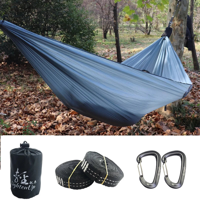 300x140cm Single Camping Hammock Lightweight Parachute Hammock with 2 Tree Strap 2 Hooks  Lightweight Portable Camping Hammock