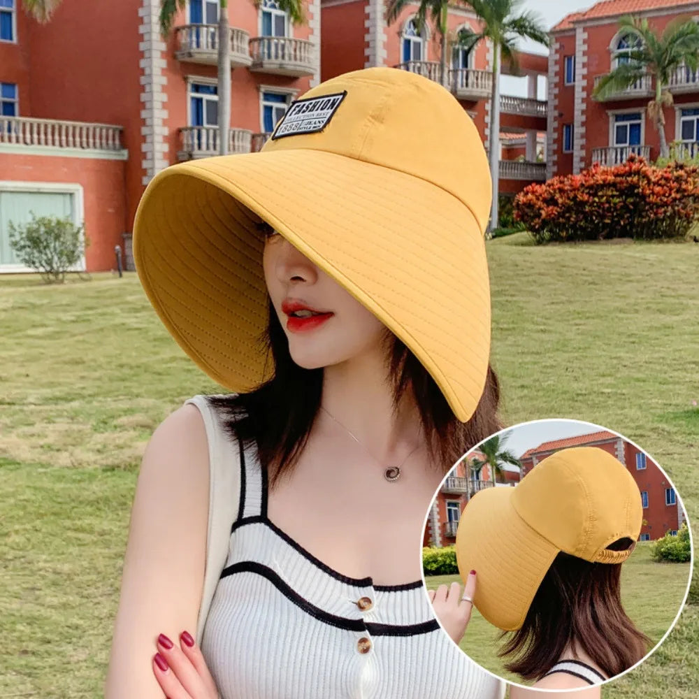 UV Protection Women Hat Fashionable Visor Big Brim Summer Hats Outdoors Sun Protection Breathable Sun Protection Caps
