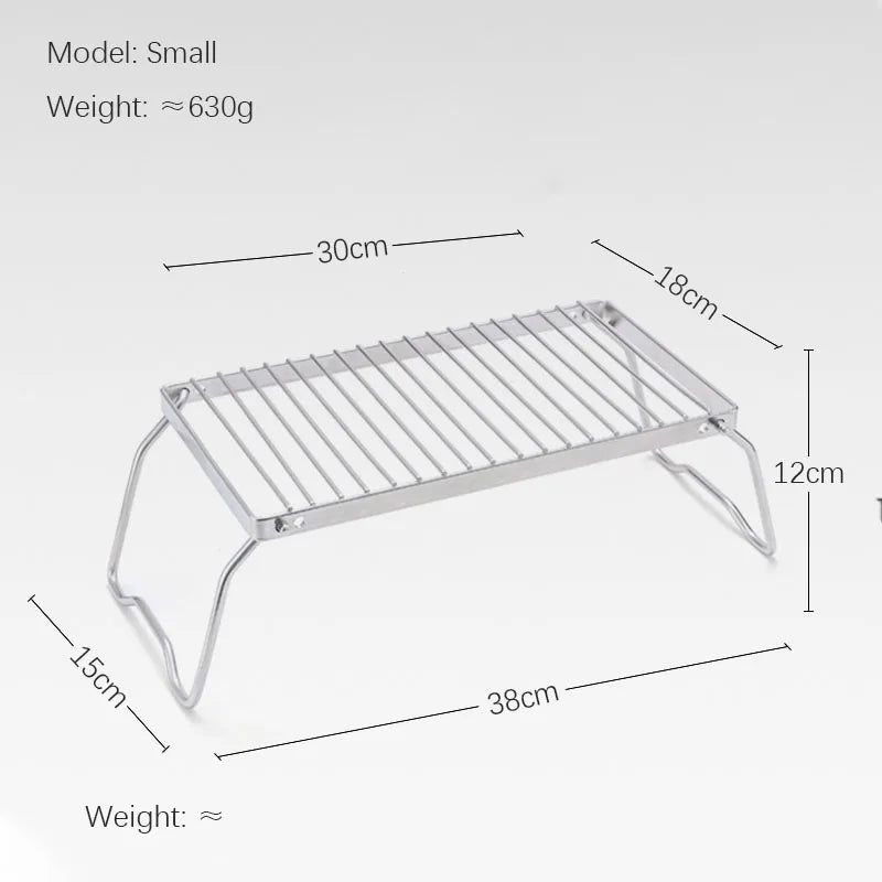 Folding Campfire Grill Portable Stainless Steel Camping Grill Grate Gas Stove Stand Multifunctional Outdoor Wood Stove Stand
