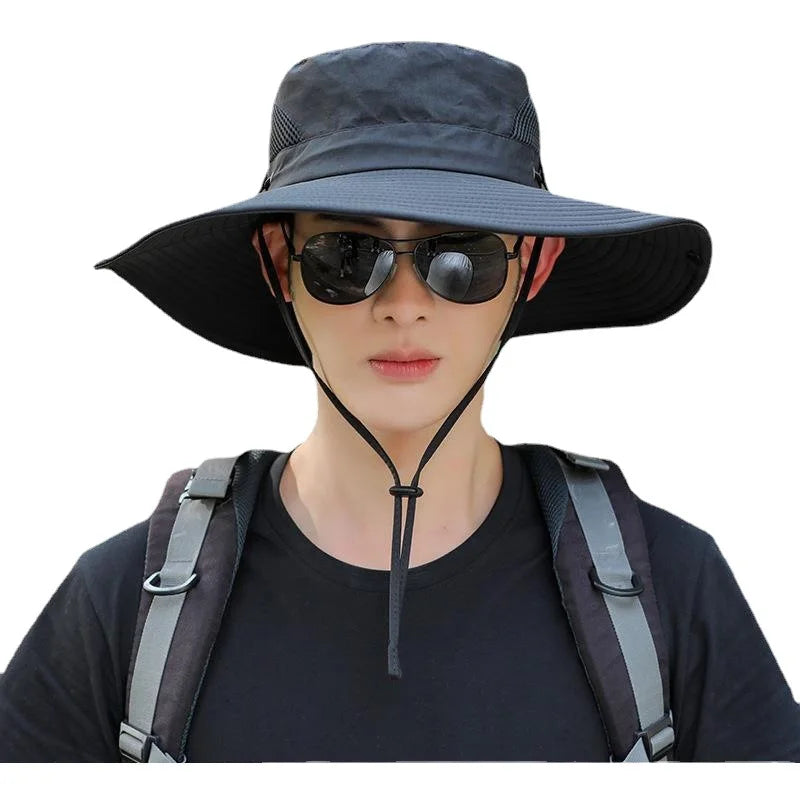 Sunshade Bucket Hat Mountaineering Sun Hat Men's Summer Fishing Hat Sun Protection Hat Large Brim UV Protection Men's Hat 2