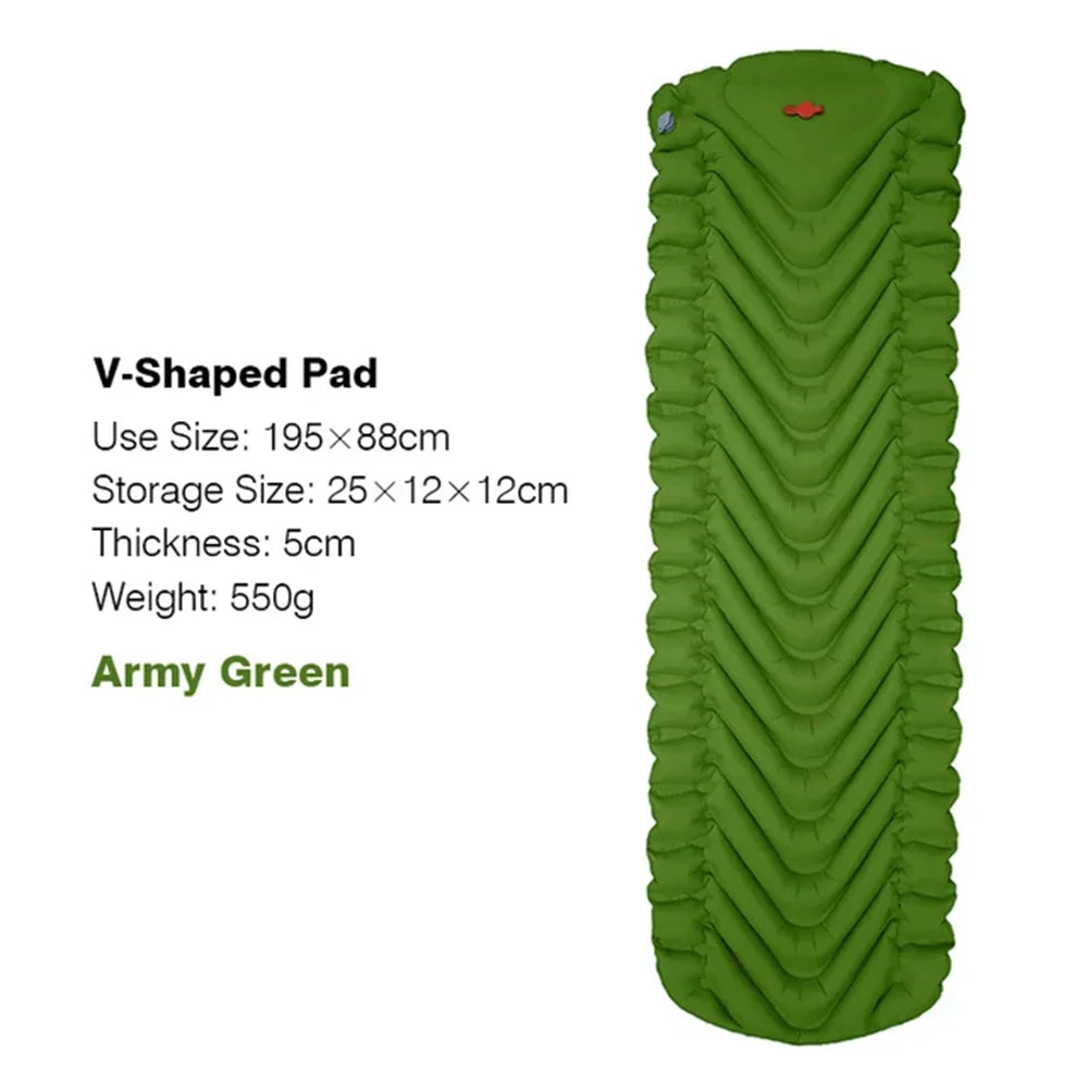Outdoor Sleeping Pad Camping Inflatable Mattress With Pillows Ultralight Air Mat Built In Inflator Self Inflating Sleeping Mat
