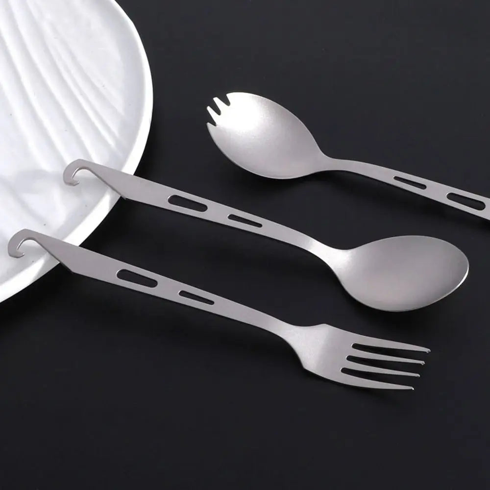 New Portable Titanium Spoon Long Handle Environmental Outdoor Camping Fork Outdoor Picnic Accessories Outdoor Tool