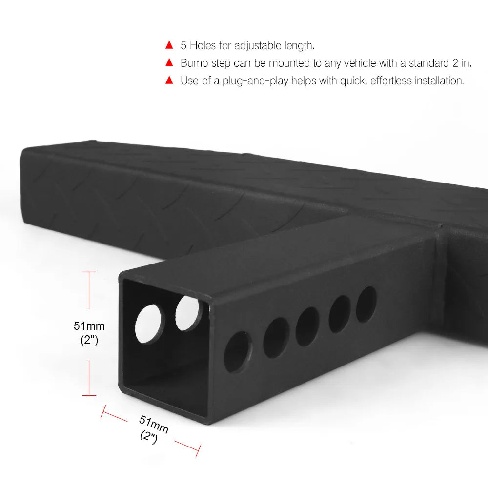 60cm Hitch Mount Bump Step Anti Slip USA Style For 2'' Hitch Receiver With Safety Reflectors For RV SUV Truck Flatbed Camper