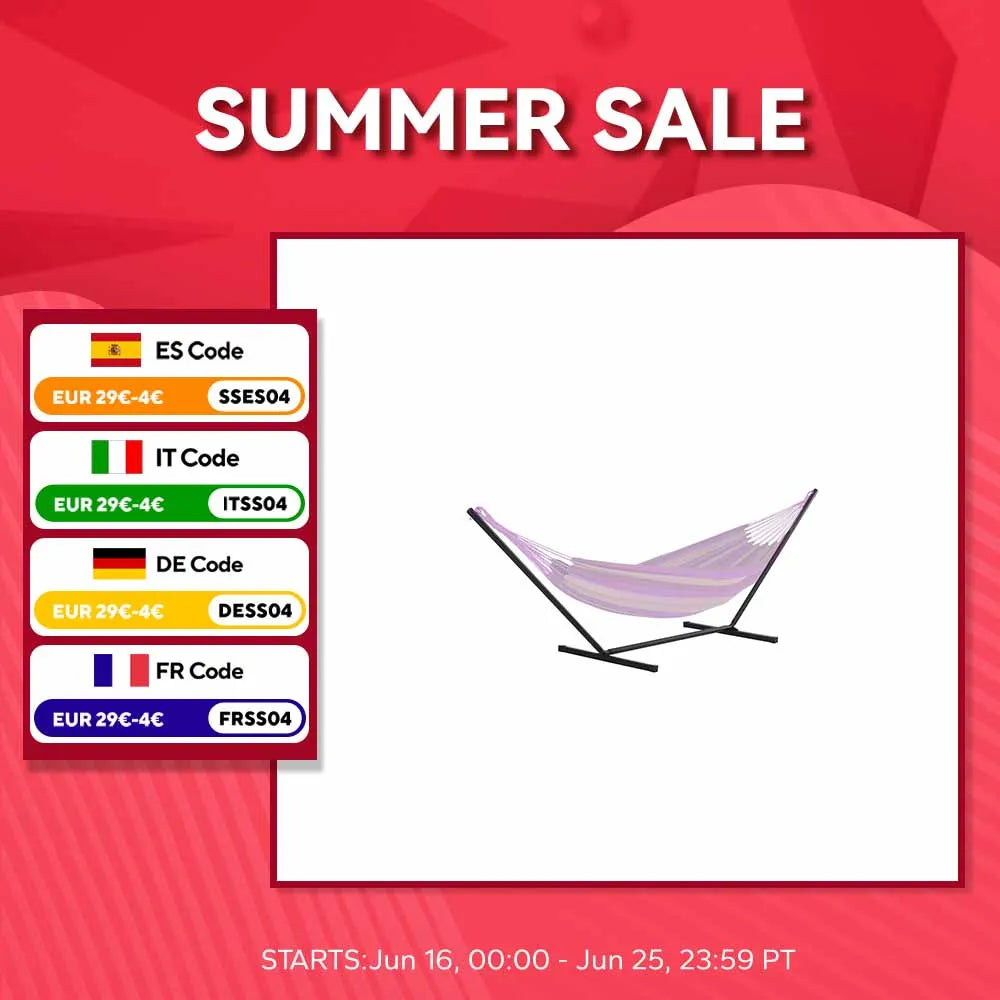 Outsunny Metal Hammock Support Hammock Structure Load 120 kg for Garden Terrace Patio 360X92X112 cm Black