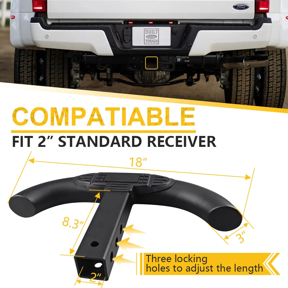 Towing Hitch Receiver 2 inch Hitches Step Auto Rear Bumper Guard Protector for Trucks Jeep Pickup SUV GMC Chevy Ford Dodge
