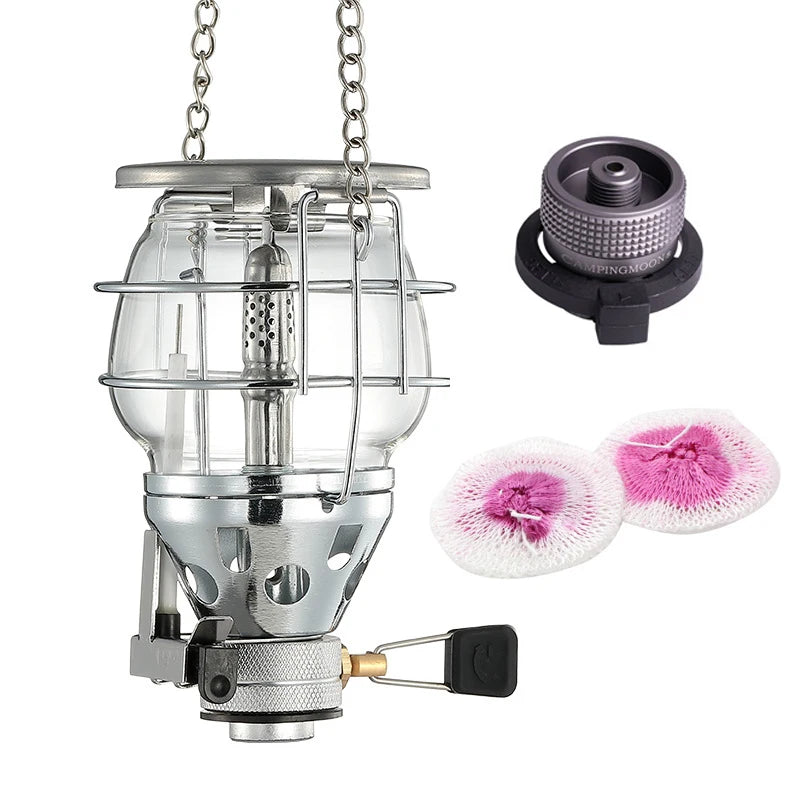 Medium Portable Glass Cover Outdoor Camping Lantern Tent Lamp Outdoor Light Gas Lamp