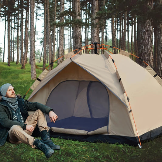 Automatic pop-up tent, zipper closure, Oxford cloth, fiberglass frame, convenient for camping, fishing, hiking, mountaineering