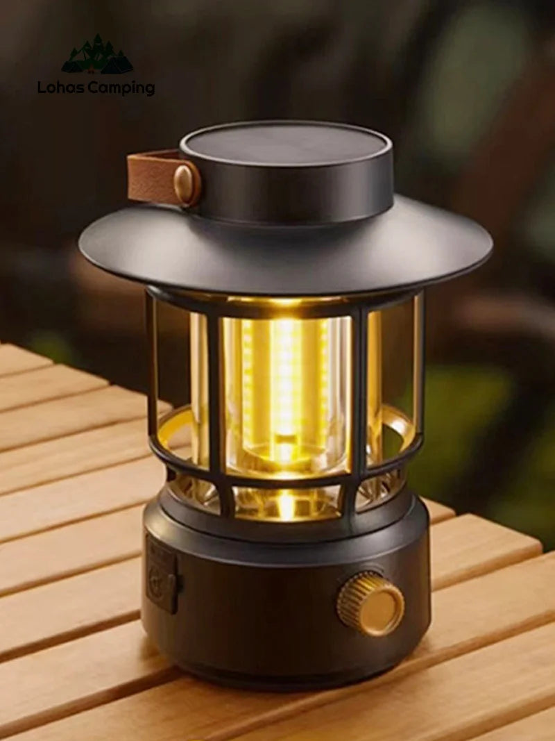 lohascamping LED Camping Lamp Retro Hanging Lamp Portable Stepless Dimming Camping Light Waterproof Rechargeable Outdoor Light