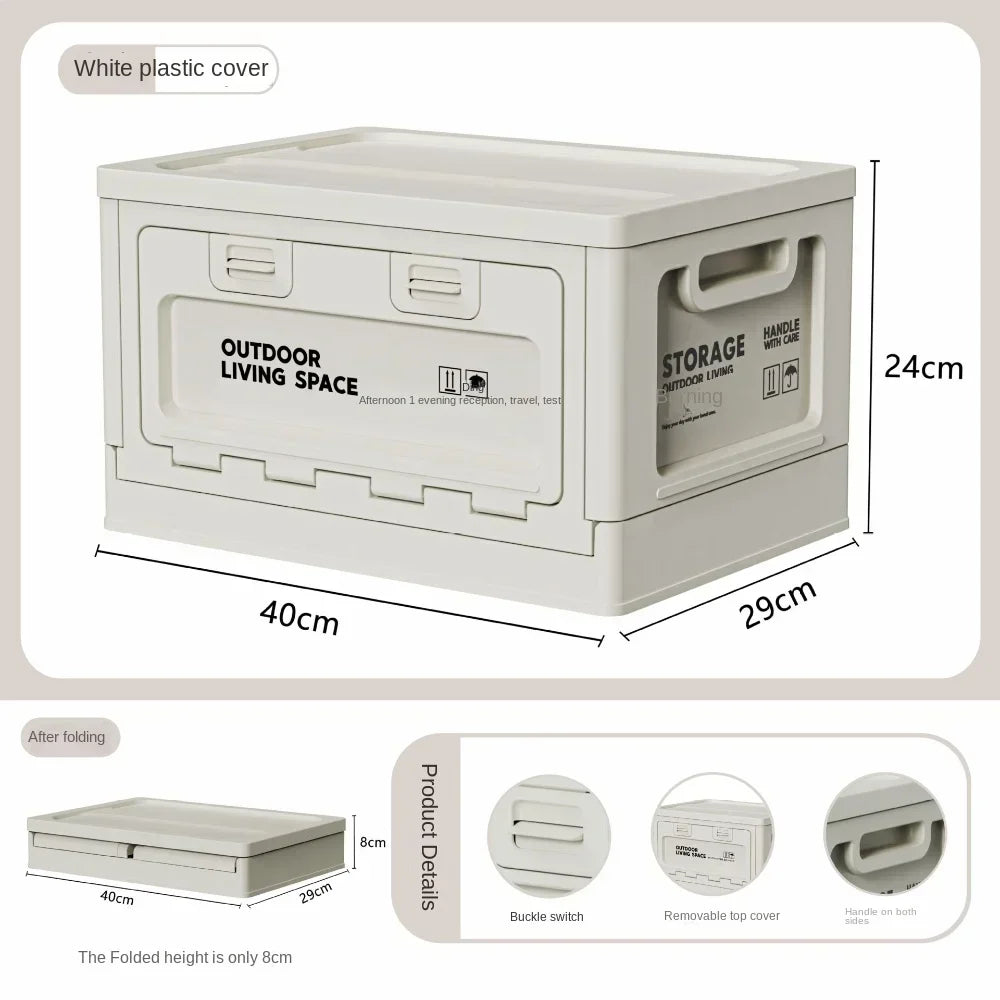 Camping Storage Box Foldable Sundry Organizer Box with Lid Car Trunk Organizers Table Dual-Purpose Outdoor Picnic Boxes