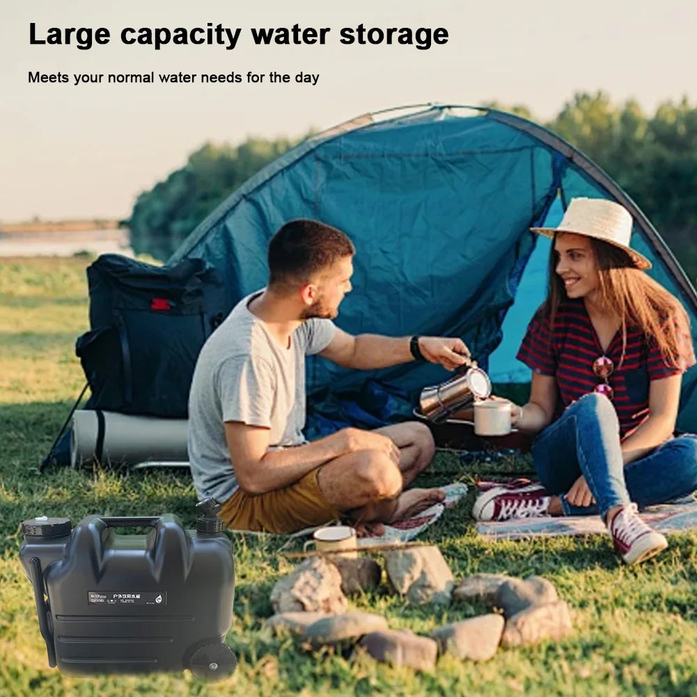 28L Car Drinking Water Storage Box Outdoor Portable Car Water Storage Box No Leakage with Faucet & Wheel for Camping Outdoor BBQ