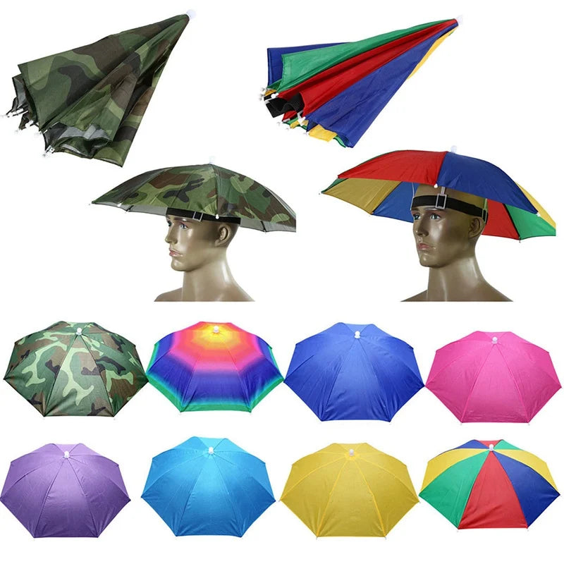 Foldable Outdoor Umbrella Hat Women Men Fishing Headwear Sun Cap Camping Fishing Headwear Cap Beach Head Hats
