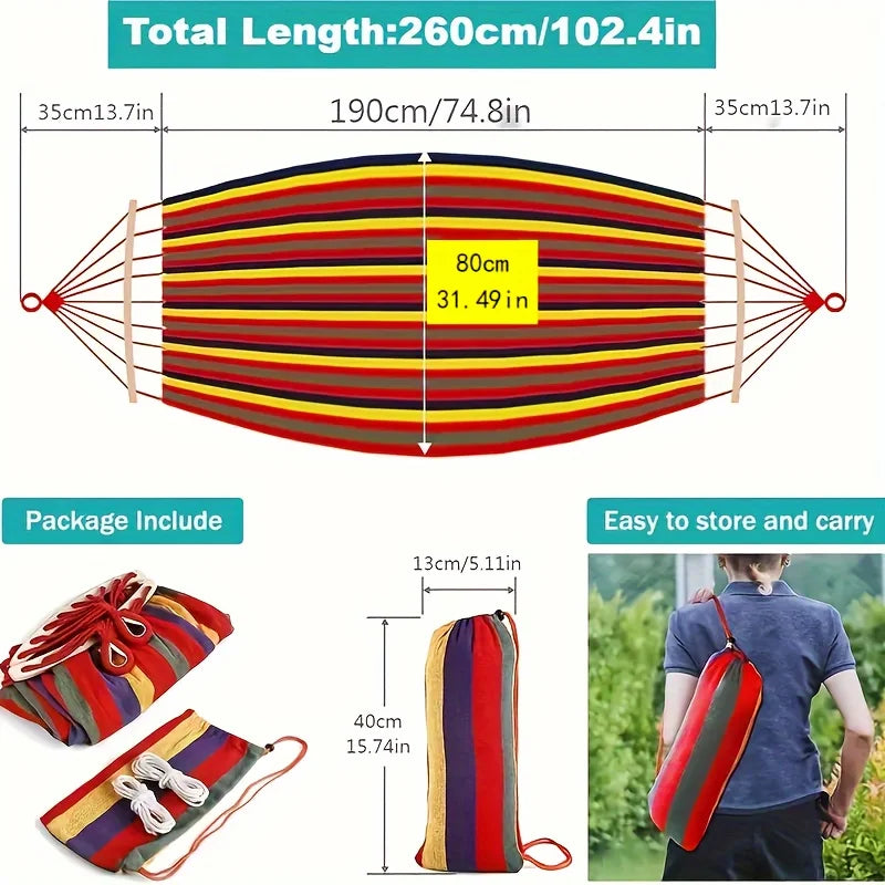 1PC Anti-rollover Hammock With Tree Straps, Portable Hammock With Storage Bag, Perfect For Outdoor Leisure, Garden Camping