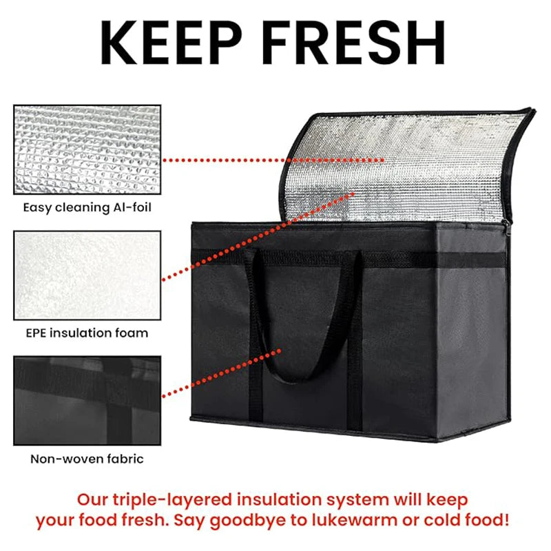 40l Insulated And Refrigerated Bag, Large Capacity Portable Lunch Bag, Zipper Picnic Camping Tin Foil Food Ba