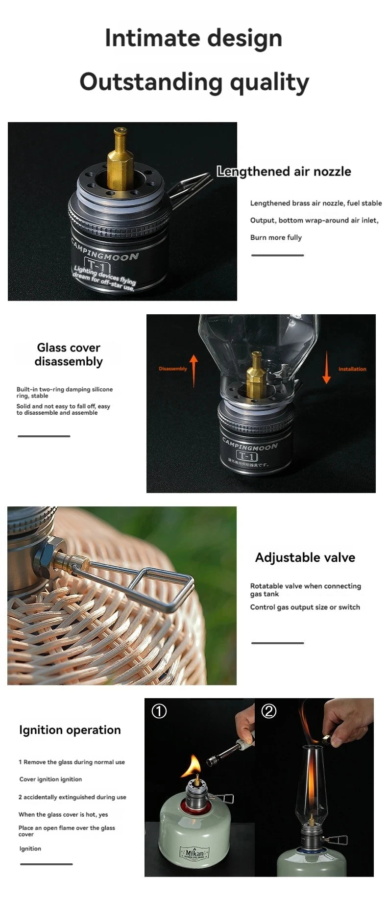 CAMPINGMOON T-1 Portable Outdoor Camping Light Gas Lighting Camping Lamp Tent Lamps camping gas lanterns